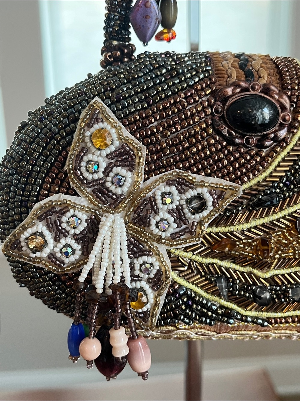 RARE Vintage Mary Frances Archival Beaded Top Handle Bag - 3D Butterfly Motif - Picture 3 of 16